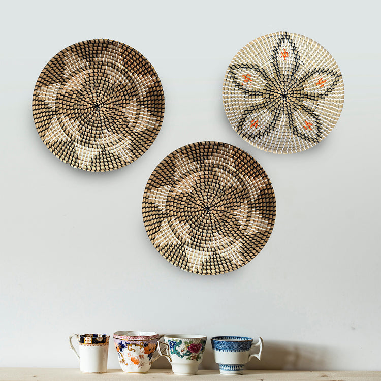 Rattan Wall Art - boho, coastal, or southwestern theme, Front Angle